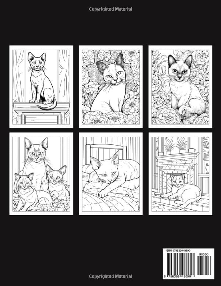 Siamese cat coloring book stress