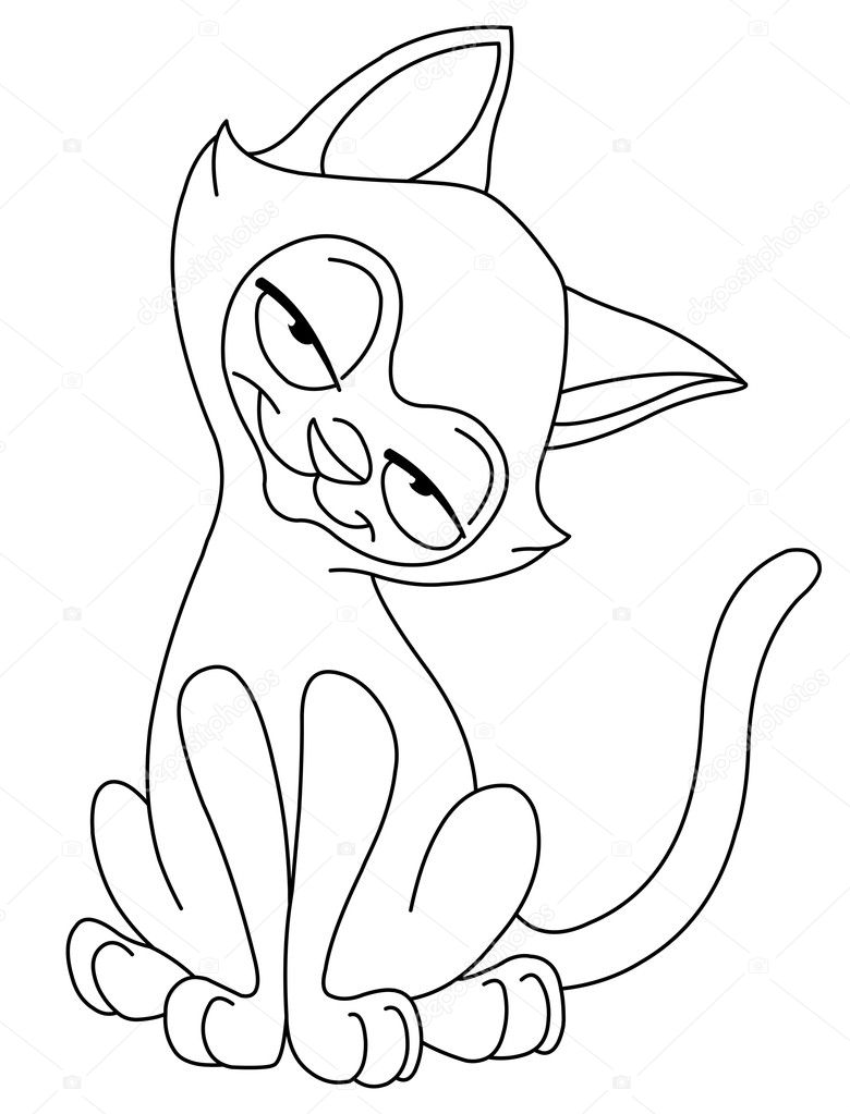 Outlined siamese cat stock vector by yayayoyo
