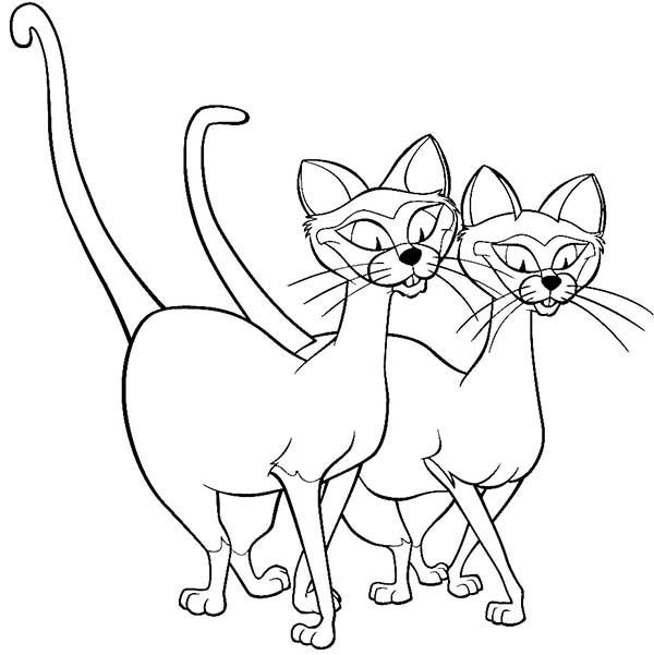 Remember those horrible siamese cats from lady and the tramp here they are si and am cat coloring page disney coloring pages coloring pages