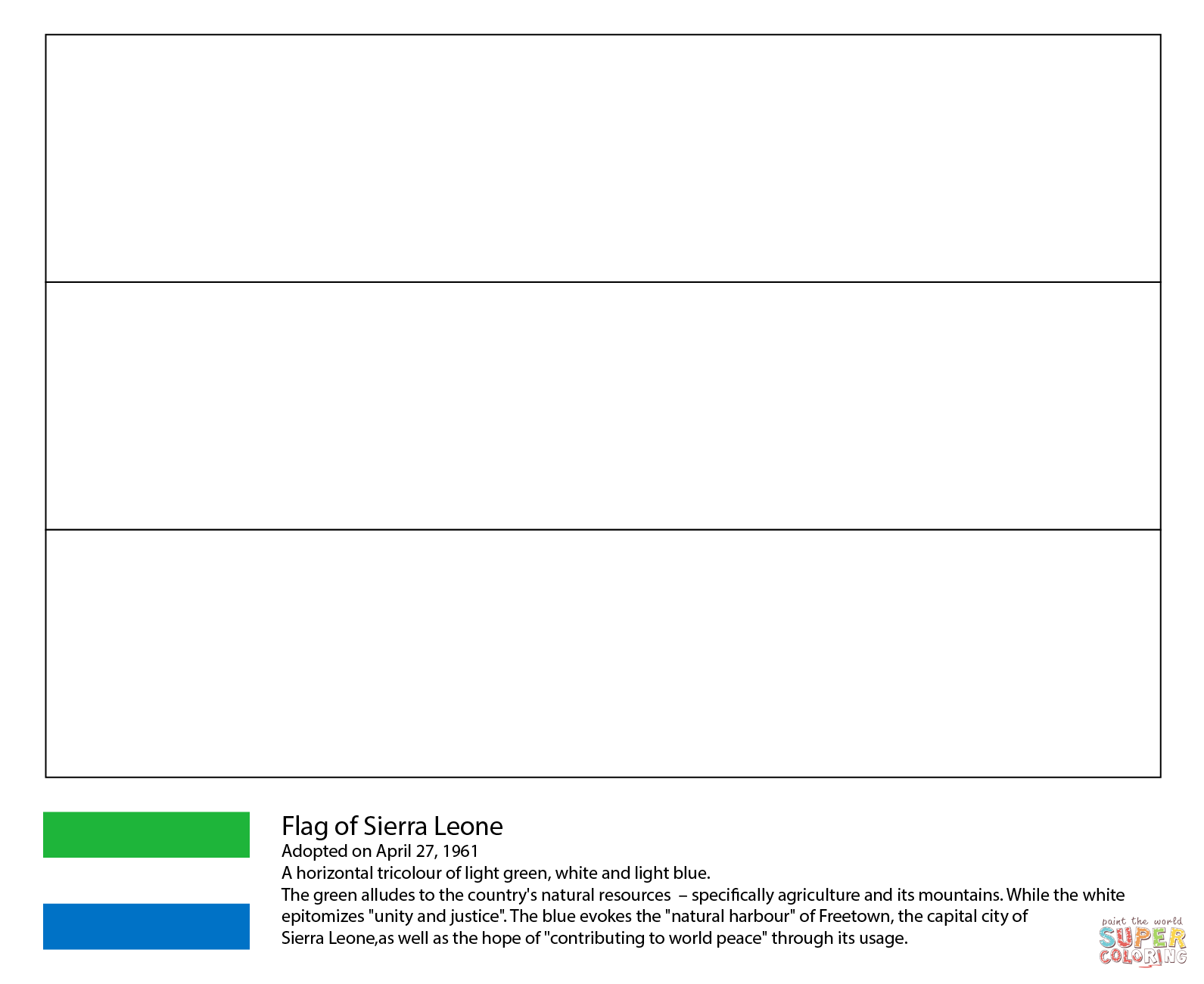 Flag of sierra leone coloring page free printable coloring pages