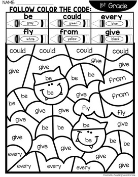 Halloween coloring sheets with st grade sight words october color pages packet