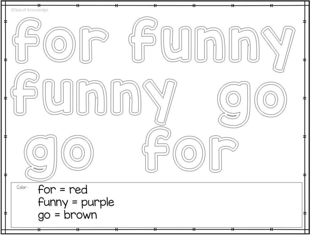 Sight word coloring pages free set of no prep simple printables