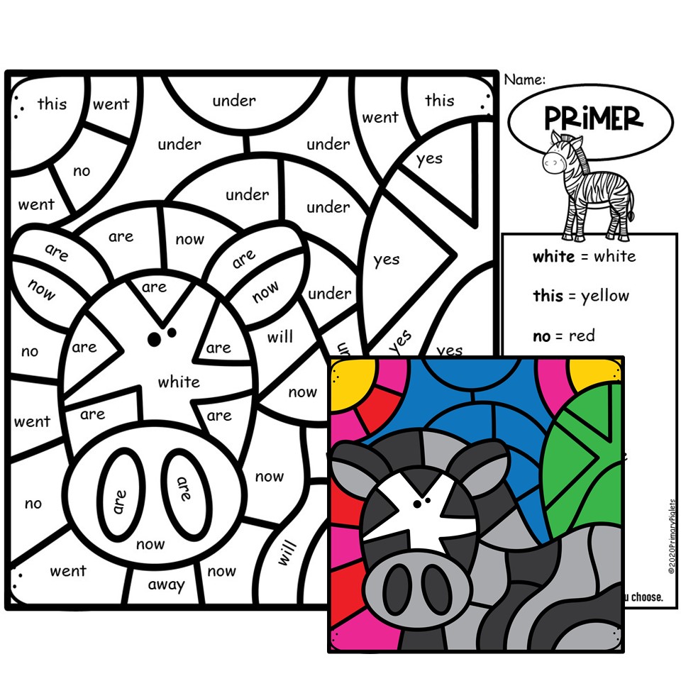 Color by sight words zoo theme k