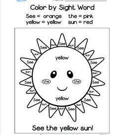 Color by sight word worksheets for kindergarten a wellspring