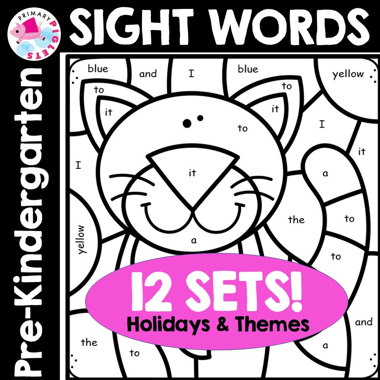 Color by sight words color by code sight words preprimer sight words pre