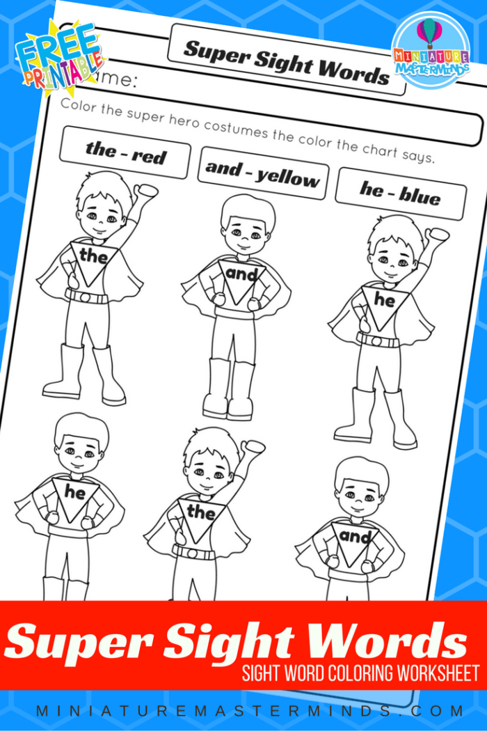 Super sight words sight words coloring page for kindergarten â miniature masterminds