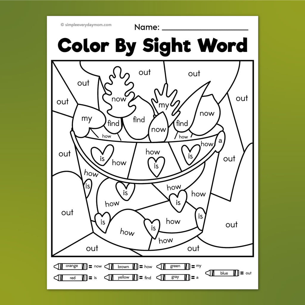 Fall color by sight word printables â simple everyday mom