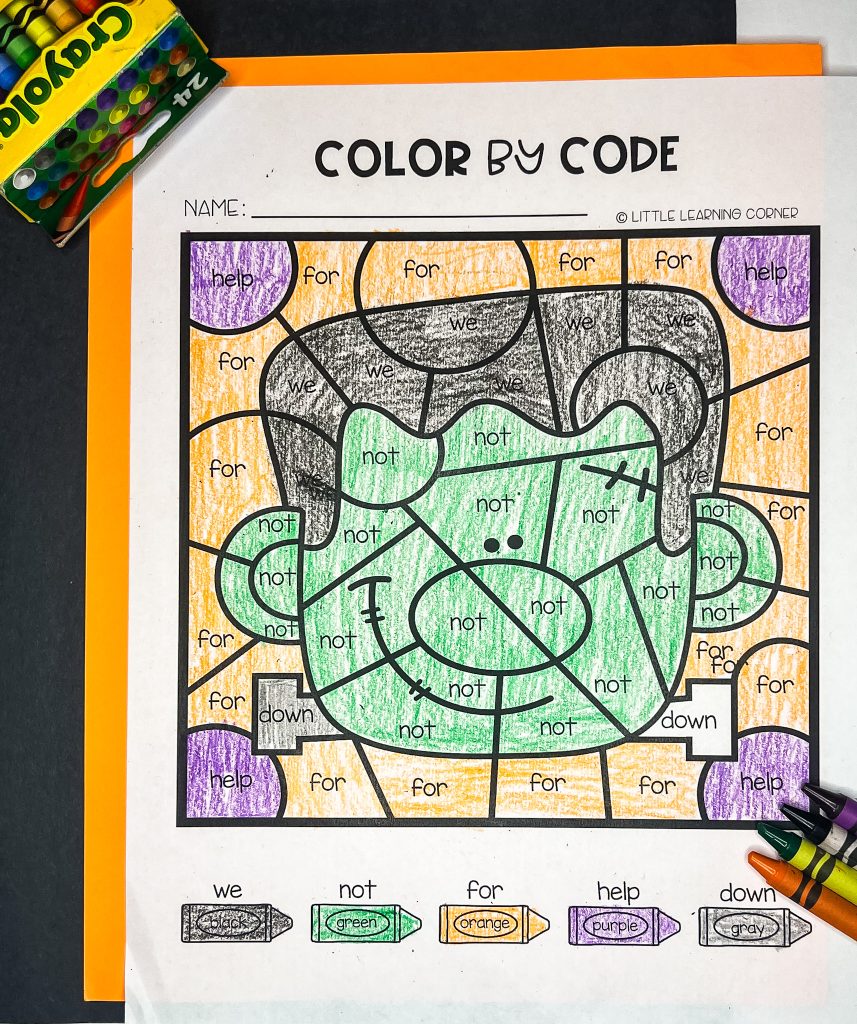 Halloween sight words coloring pages