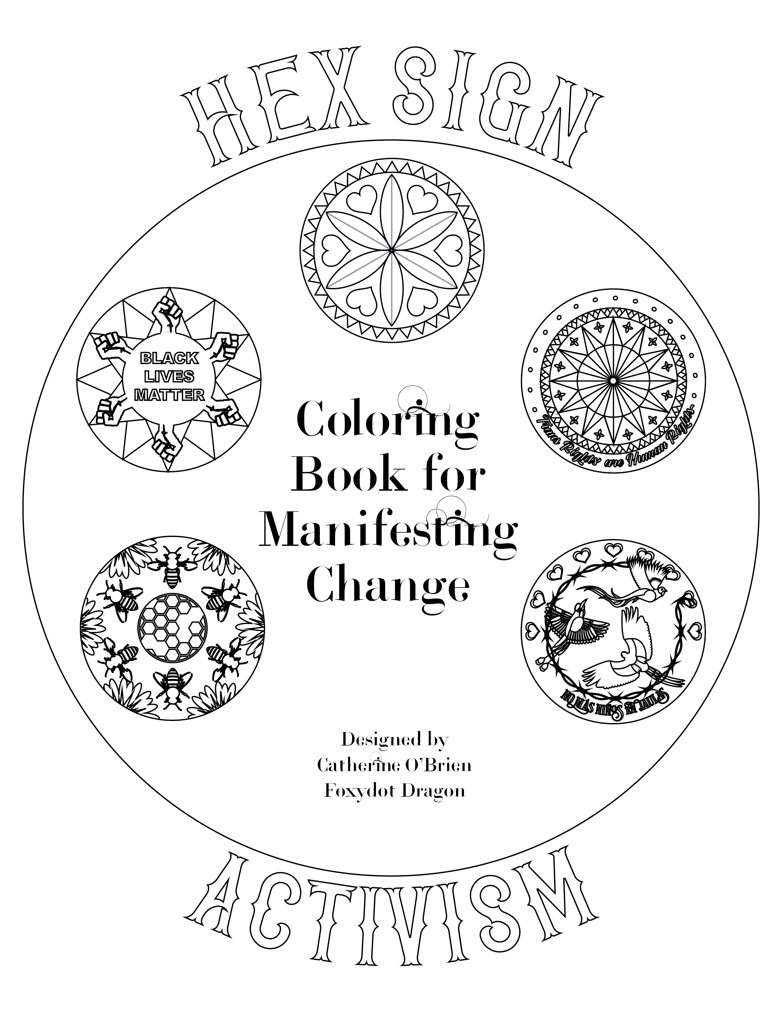 Protest hex signs coloring book vol print at home