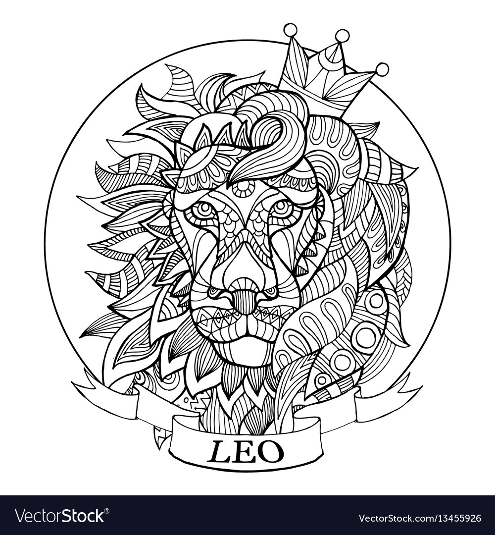 Lion zodiac sign coloring book royalty free vector image