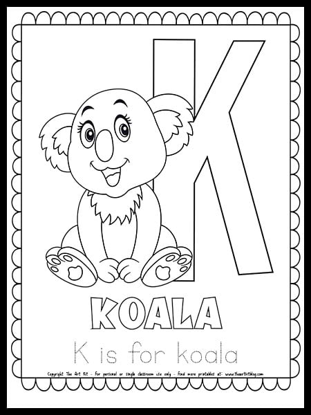 Letter k is for koala free printable coloring page â the art kit