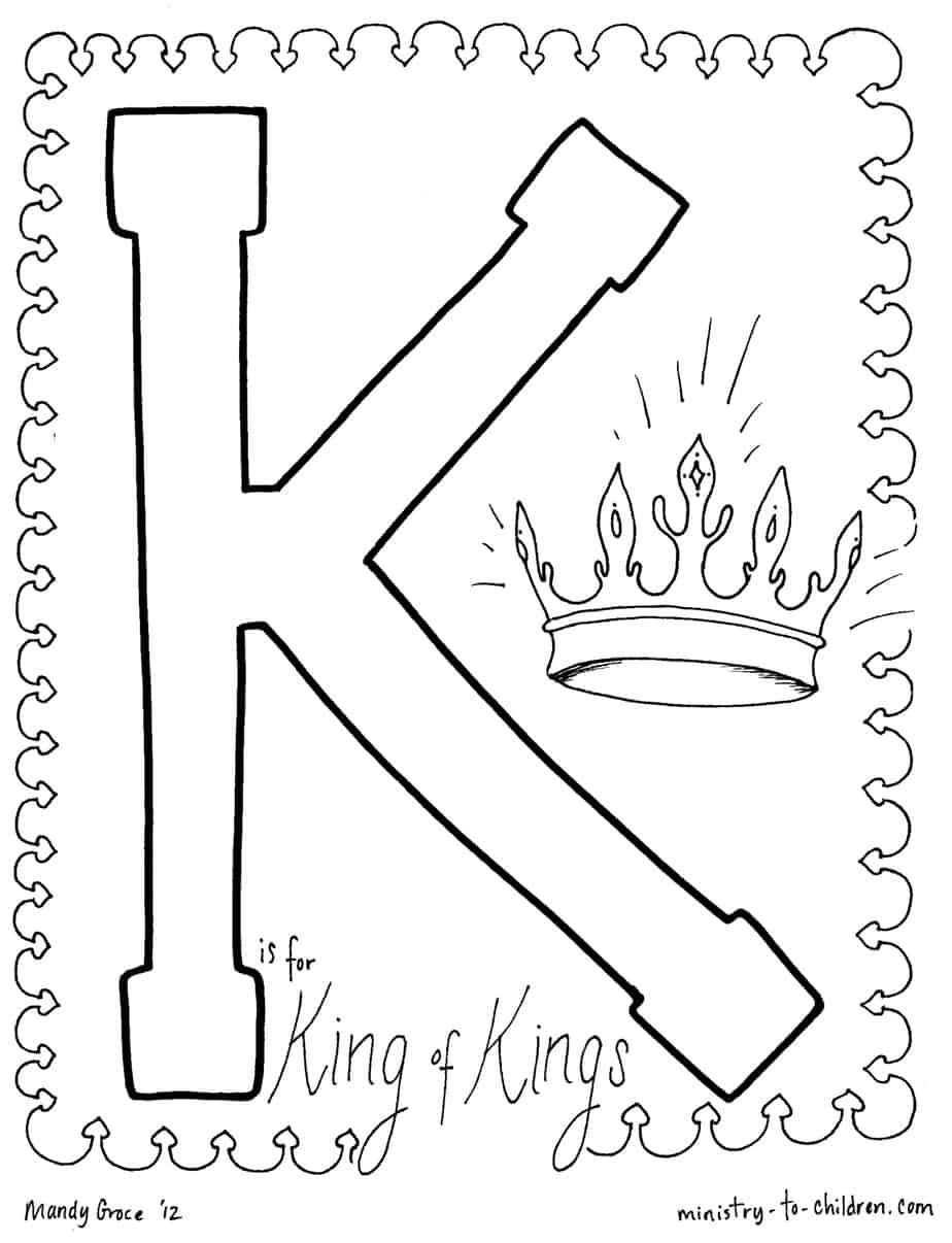 K is for king of kings coloring page