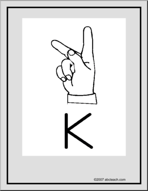 Asl sign language letter k coloring page free printable off