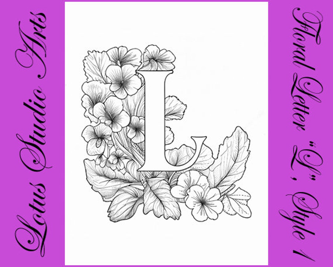 Floral letter l coloring page style downloadable printable alphabet coloring page for adults and teens great for craft projects download now