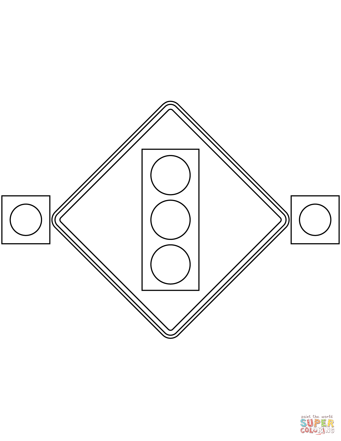 Traffic signal ahead with flashing lights sign in ontario coloring page free printable coloring pages