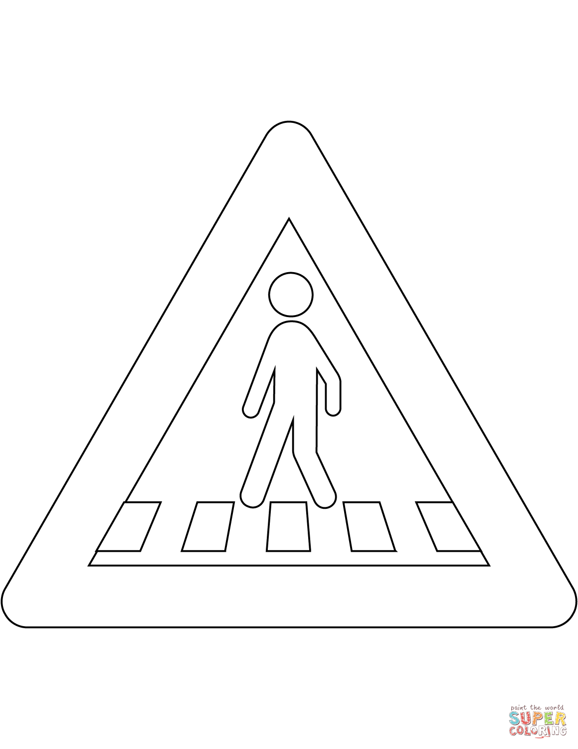 Pedestrian crossing ahead sign in denmark coloring page free printable coloring pages