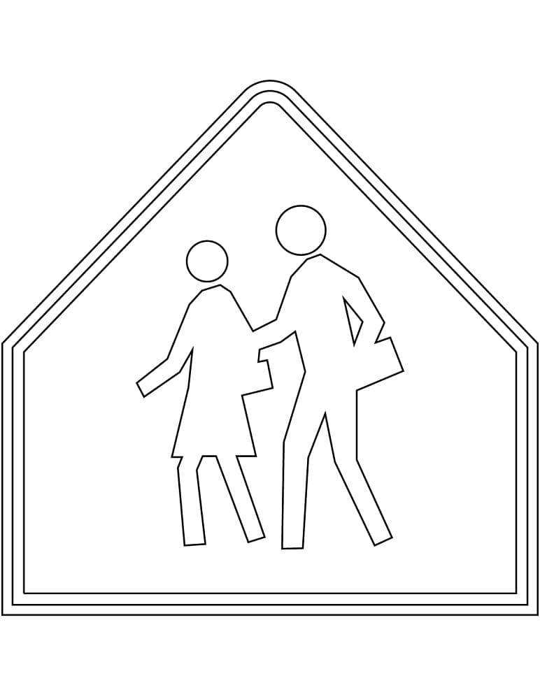 School zone sign coloring page