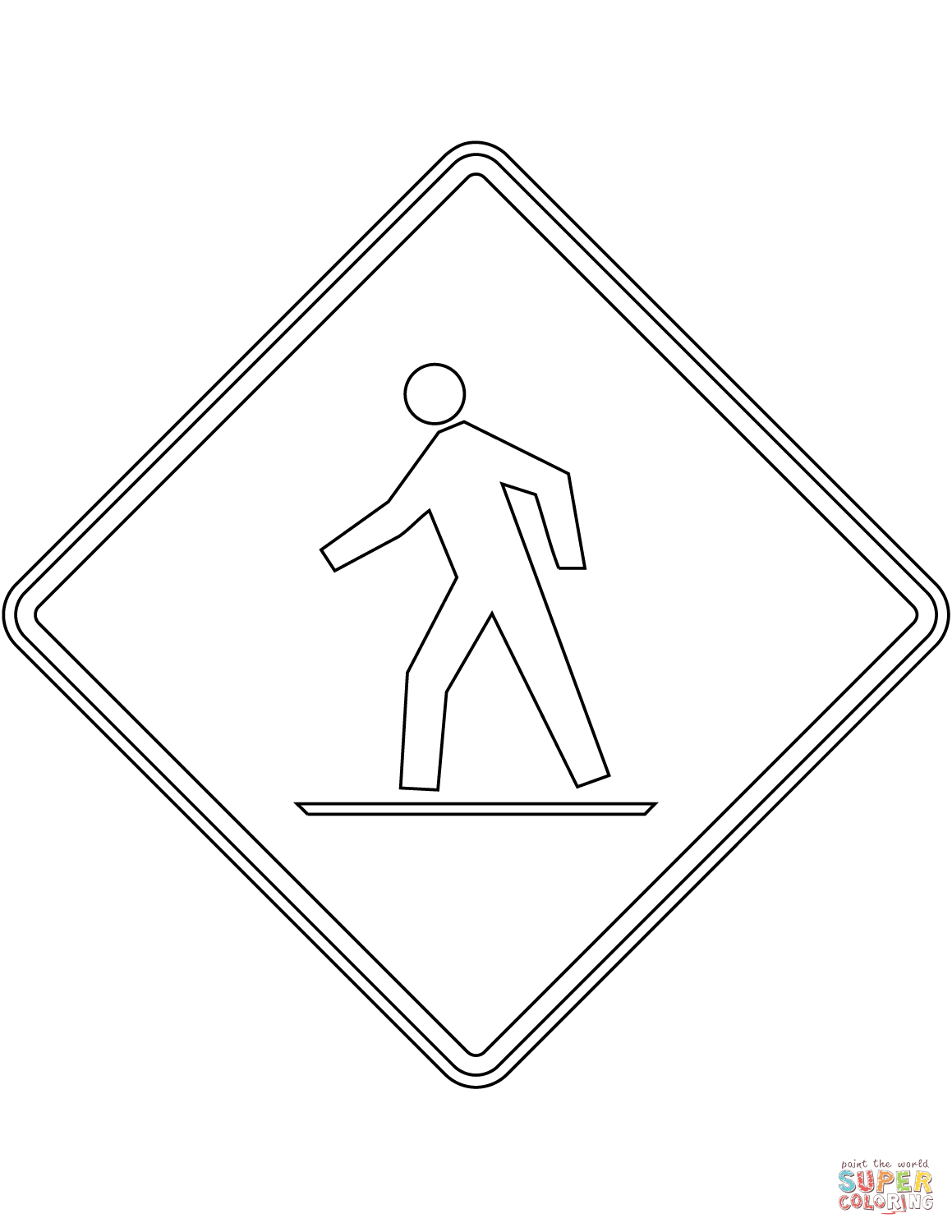 Pedestrian crossing ahead sign in ontario coloring page free printable coloring pages