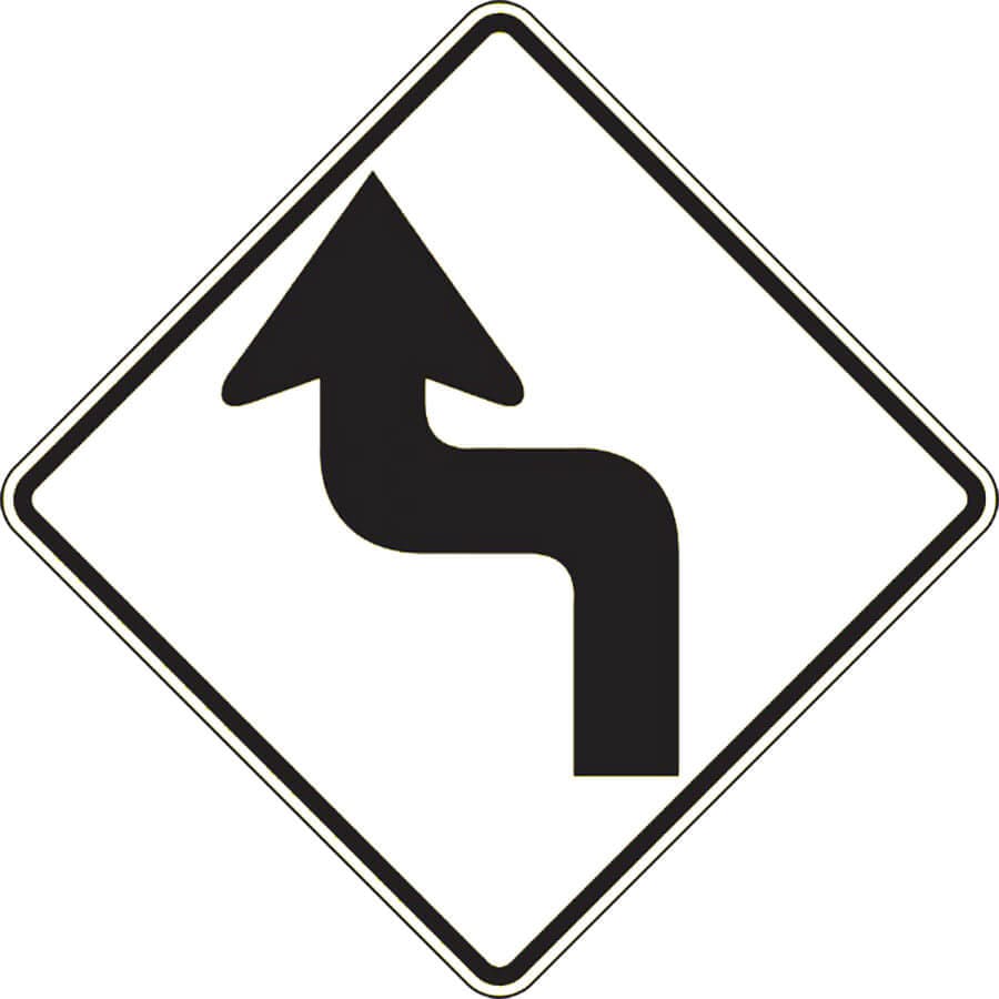 Left reserve turn ahead road sign coloring page