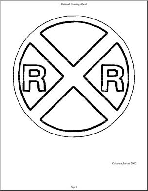 Sign railroad crossing ahead