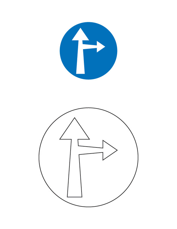 Pulsory ahead or turn right traffic sign coloring page download free pulsory ahead or turn right traffic sign coloring page for kids best coloring pages