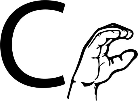 Asl sign language letter c coloring page free printable coloring pages