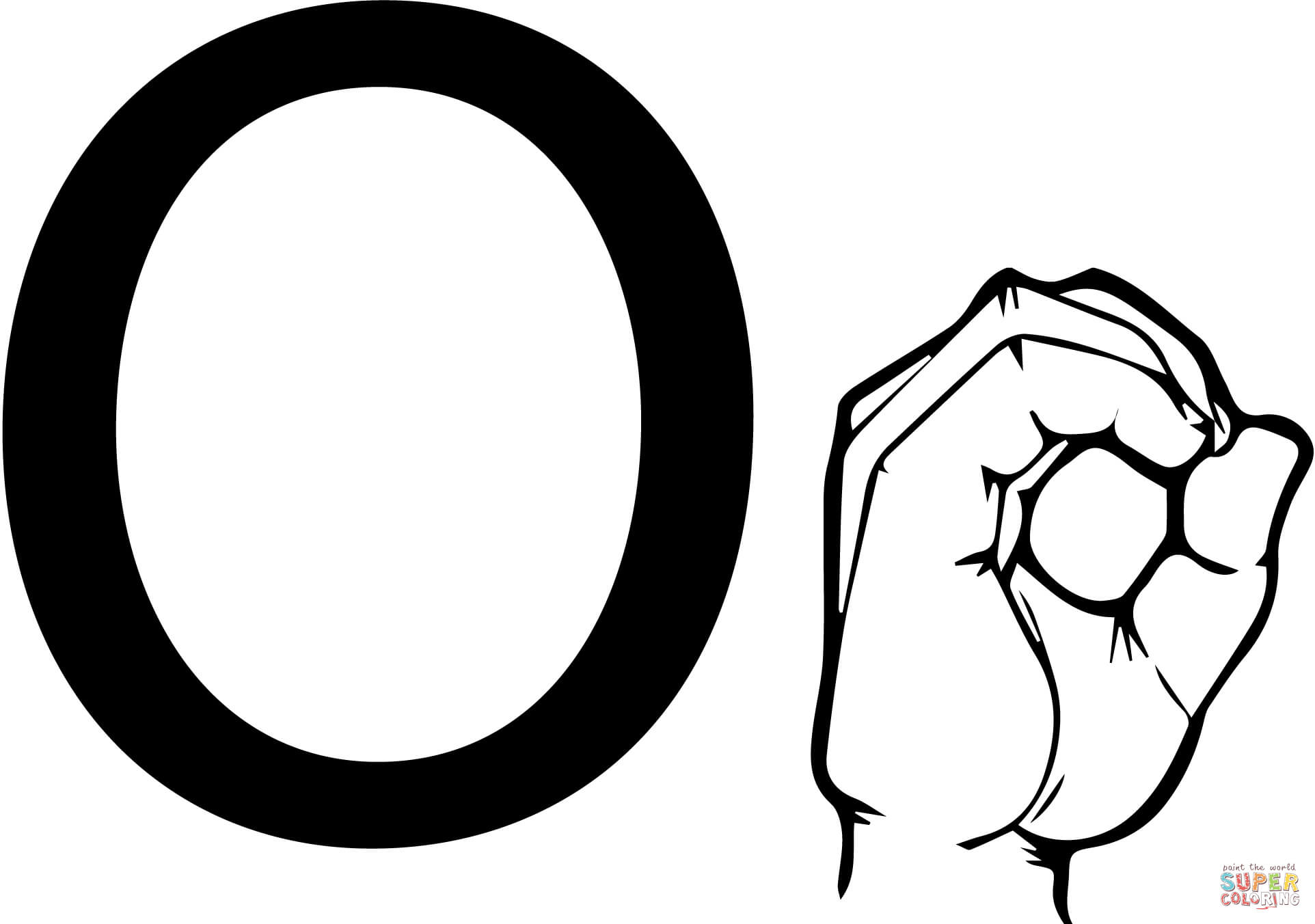 Dibujo de lengua de signos letra o para colorear dibujos para colorear imprimir gratis