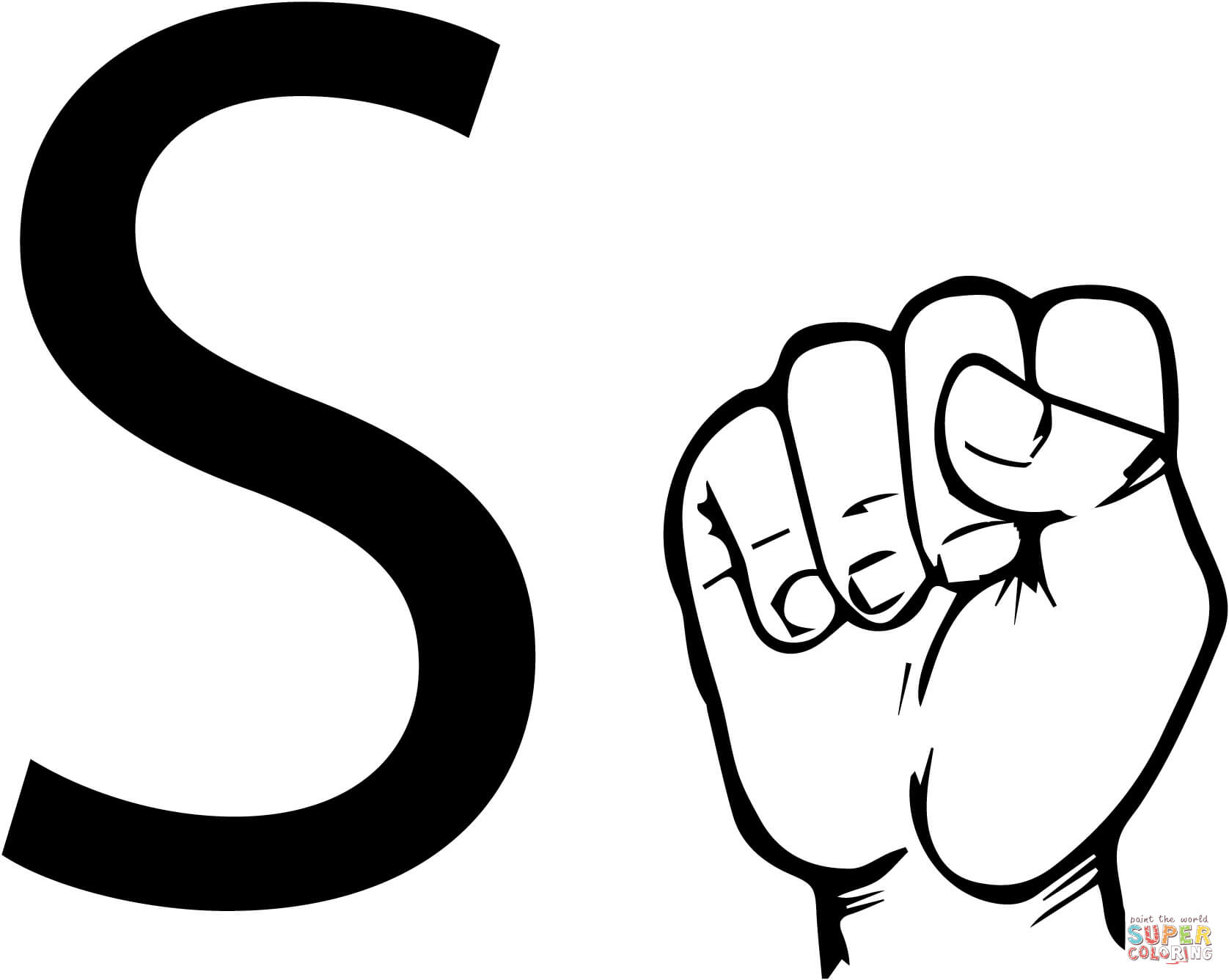 Dibujo de lengua de signos letra s para colorear dibujos para colorear imprimir gratis