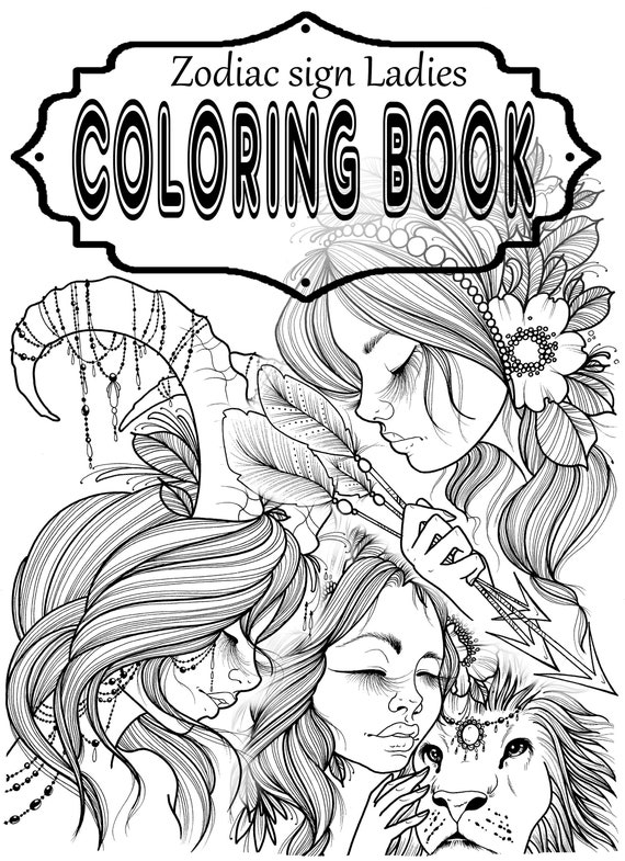 Libro para colorear signo del zodãaco chica digital pdf fantasãa para colorear para niãos y adultos