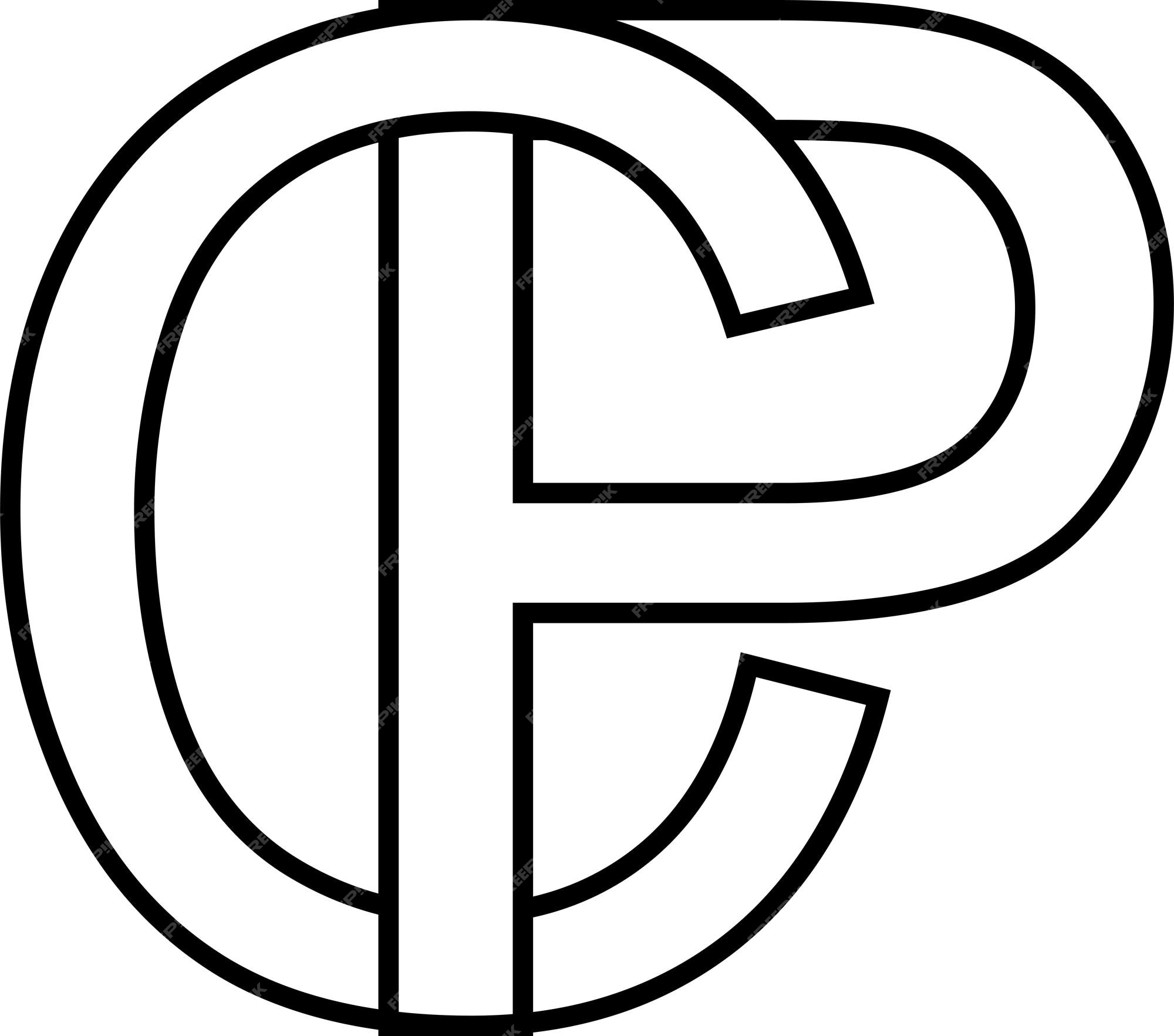 Logotipo signo pc cp icono signo letras entrelazadas cp vector premium