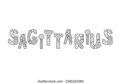 Signo zodiaco sagittarius escrito en letra vector de stock libre de regalãas