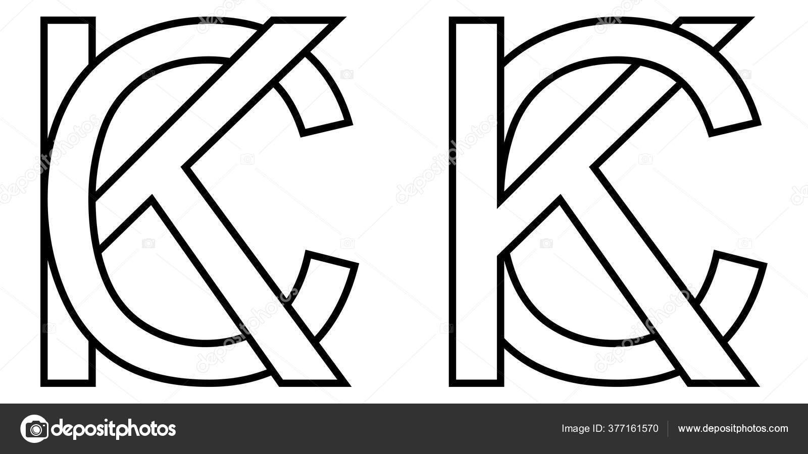 Logo signo kc y ck icono signo de dos letras entrelazadas k c vector logo kc ck primera letra mayãºscula patrãn alfabeto k c vector de stock por koksikoks