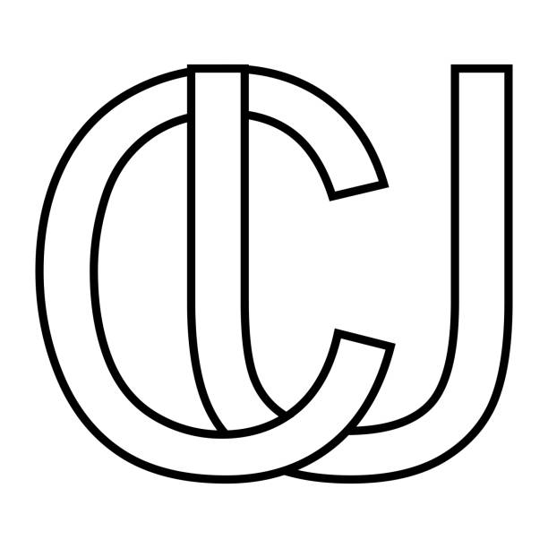 Ilustraciãn de logotipo signo uc cu icono signo letras entrelazadas c u y mãs vectores libres de derechos de cãrculo
