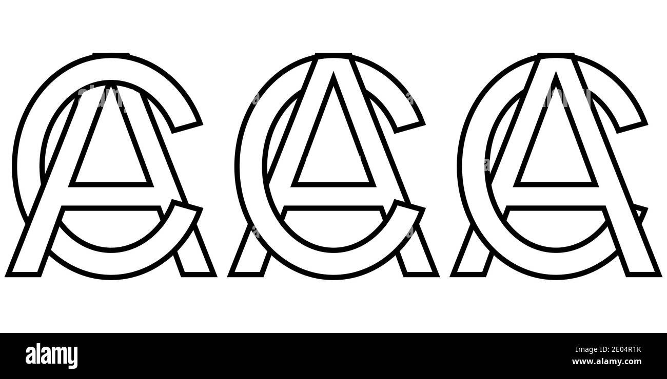 Signo de logotipo ac ca signo de icono dos letras entrelazadas c y un logotipo vectorial ca ac primeras letras mayãºsculas patrãn alfabeto a c imagen vector de stock