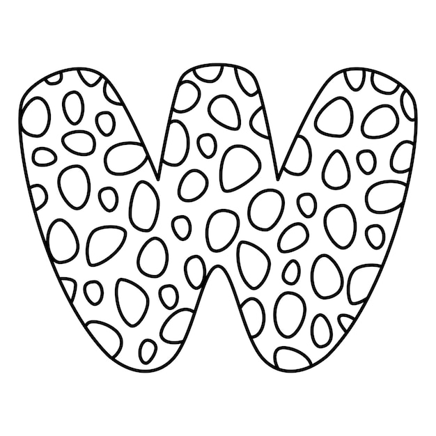 Alfabeto para colorear libro de pãginas para niãos dibujado a mano vector letras del alfabeto signo garabato conjunto de fuent ilustraciãn vectorial vector premium