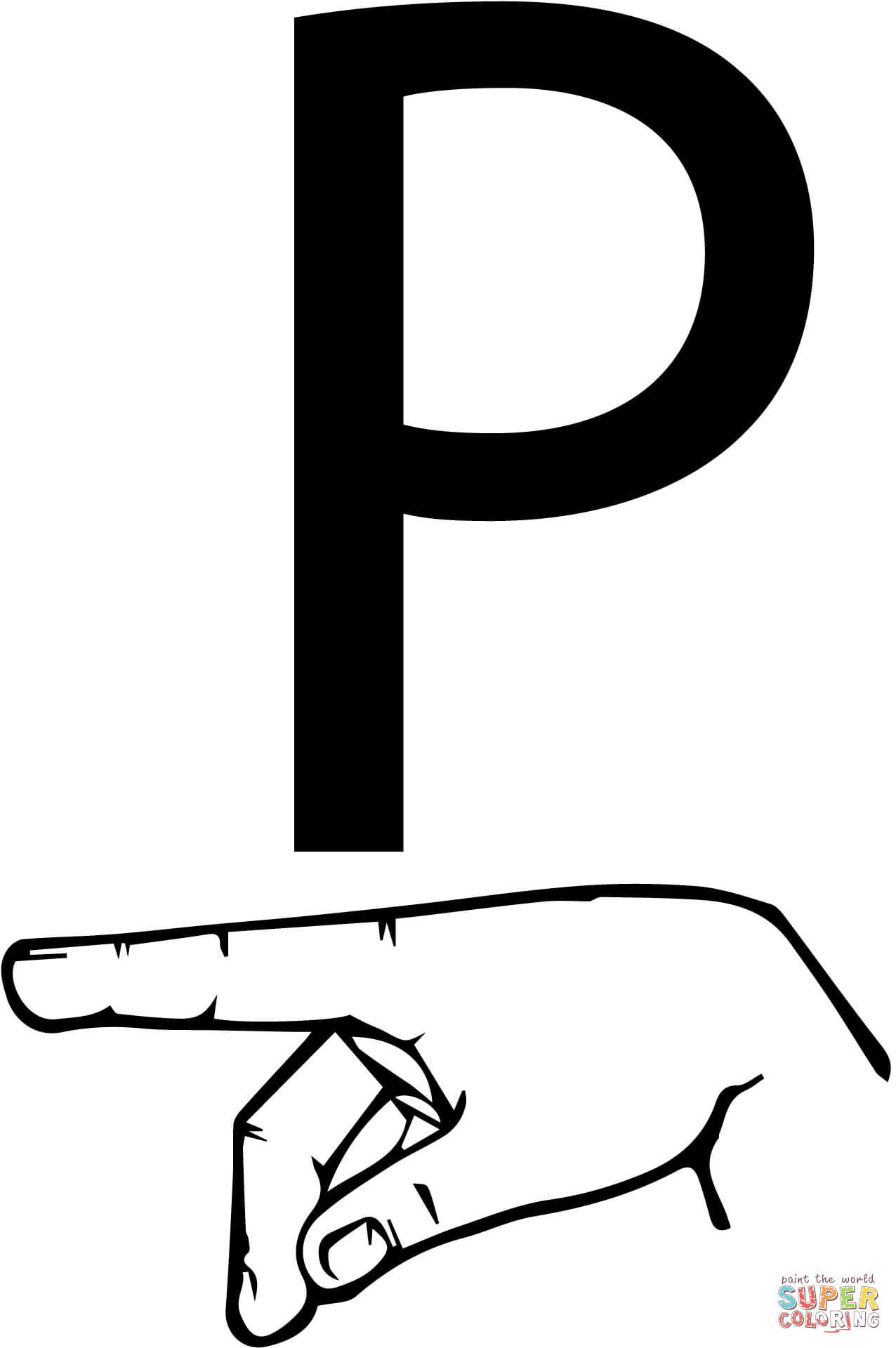 Dibujo de lengua de signos letra p para colorear dibujos para colorear imprimir gratis
