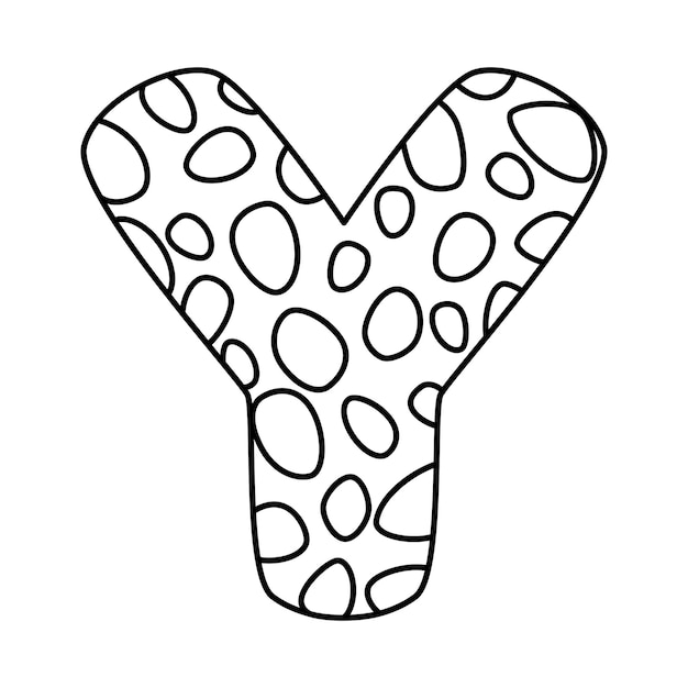 Alfabeto para colorear libro de pãginas para niãos dibujado a mano vector letras del alfabeto signo garabato conjunto de fuent ilustraciãn vectorial vector premium