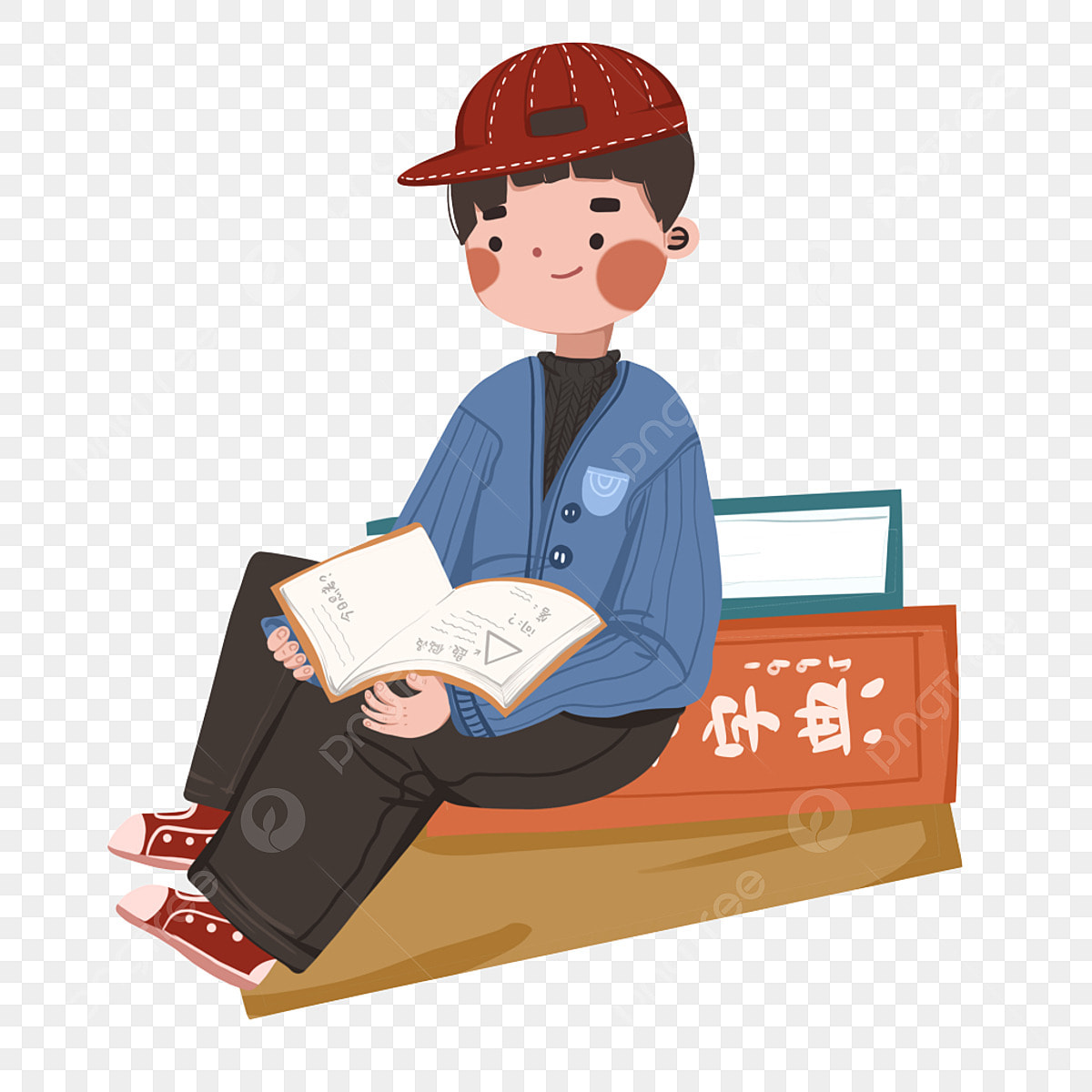 Quiet read clipart vector quiet reading boy free element hand drawn cute read png image for free download