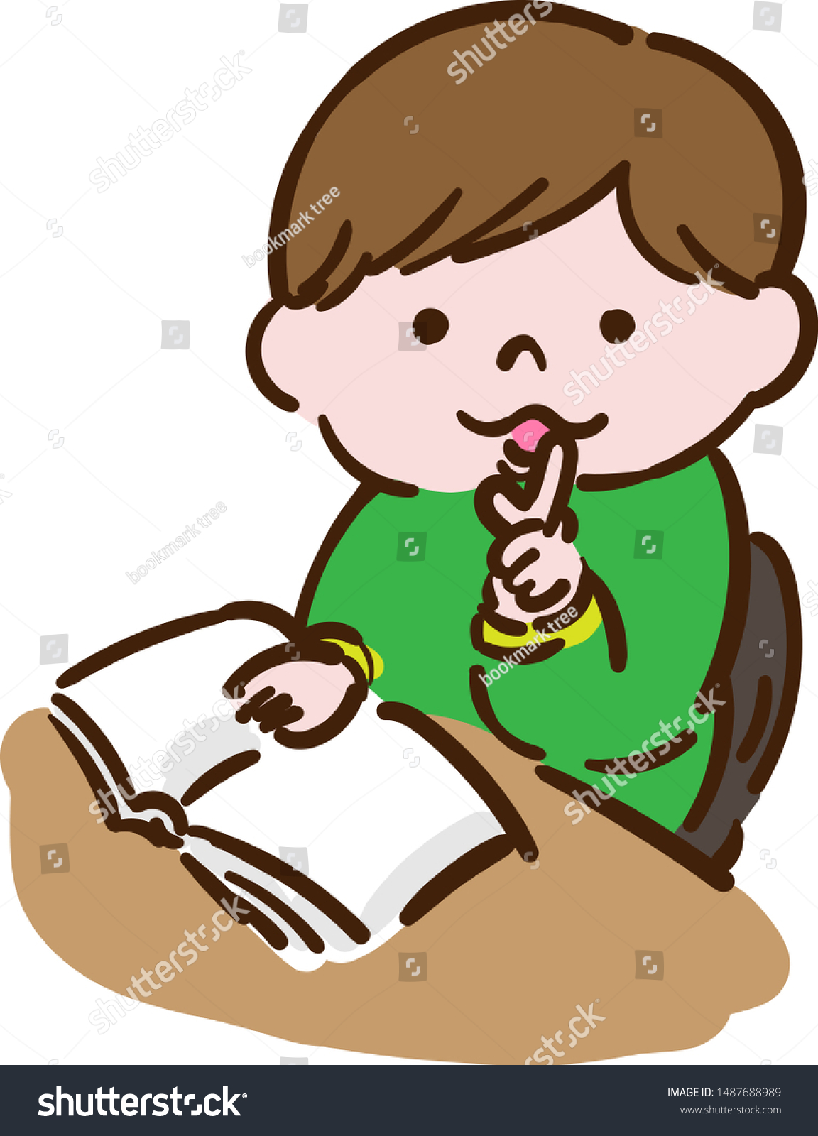 Boy reading book be quiet stock vector royalty free