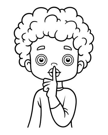 Coloring book for children boy shows shh sign with silence finger to lips royalty free svg cliparts vectors and stock illustration image