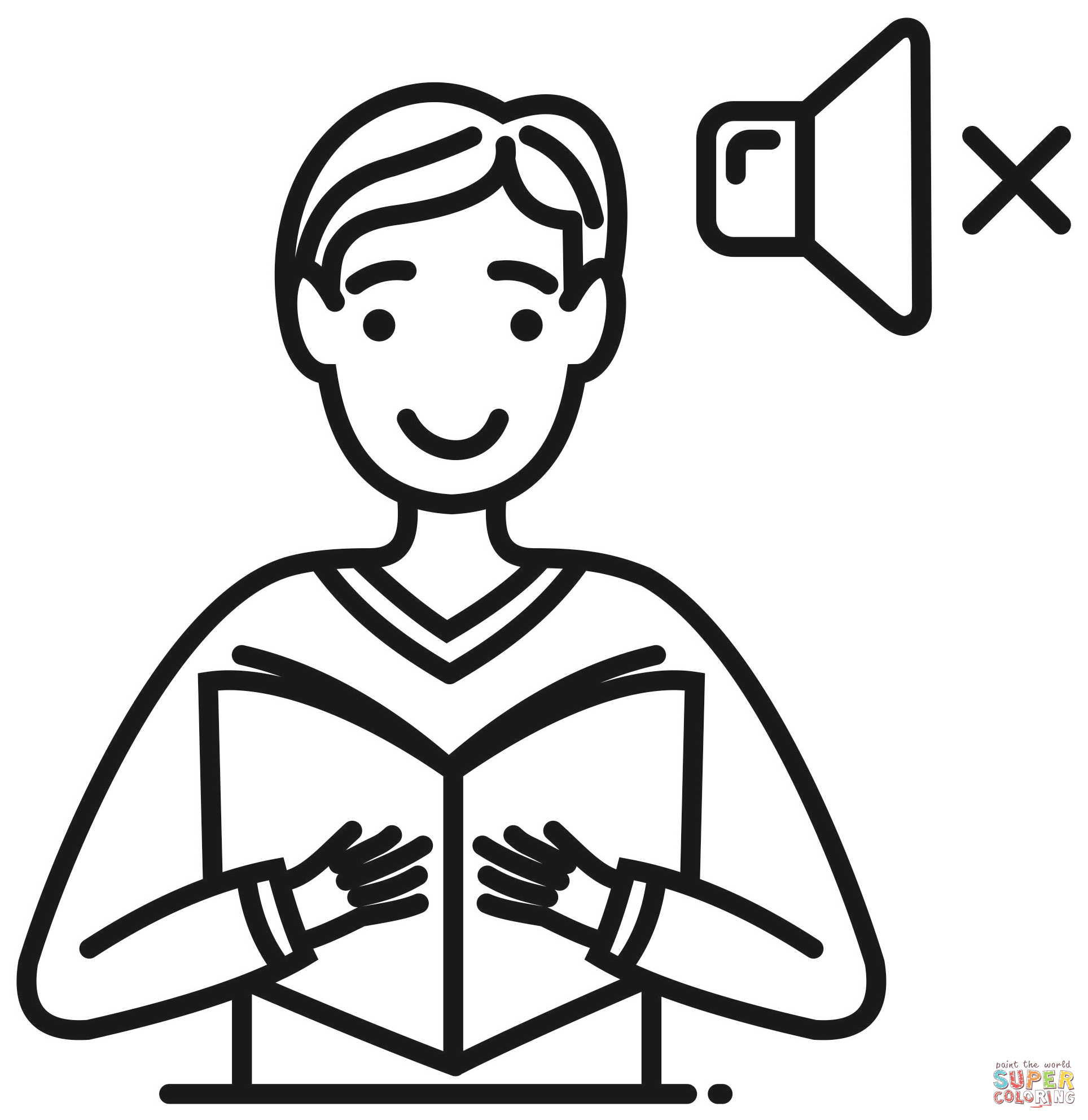 Silent reading coloring page free printable coloring pages