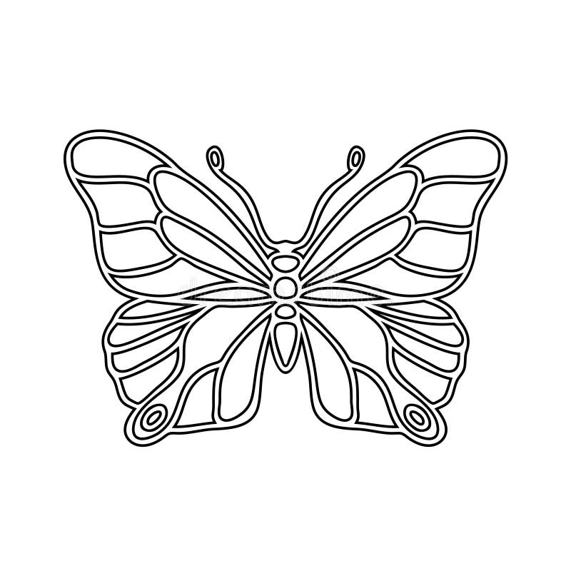 Black silhouette butterfly icon isolated on white background pattern template coloring stock vector