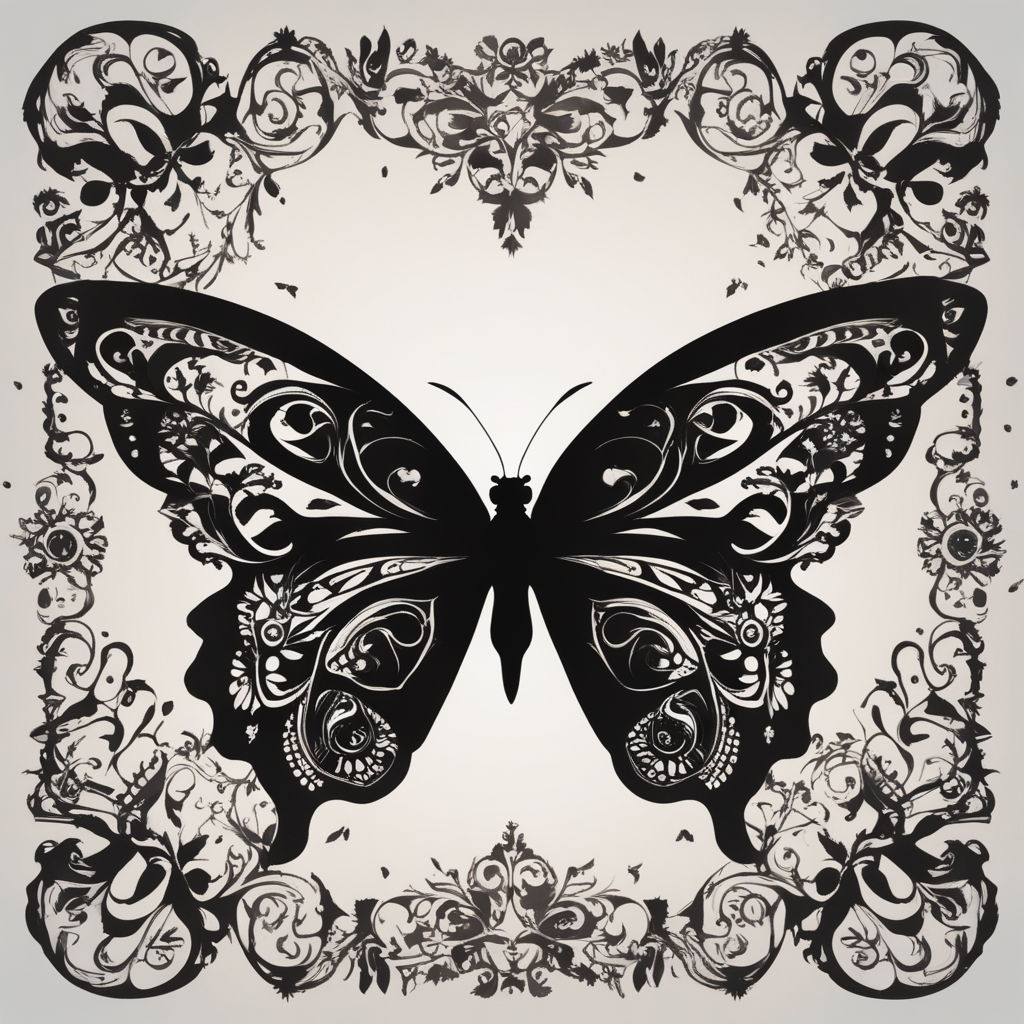 Black white butterfly mandala