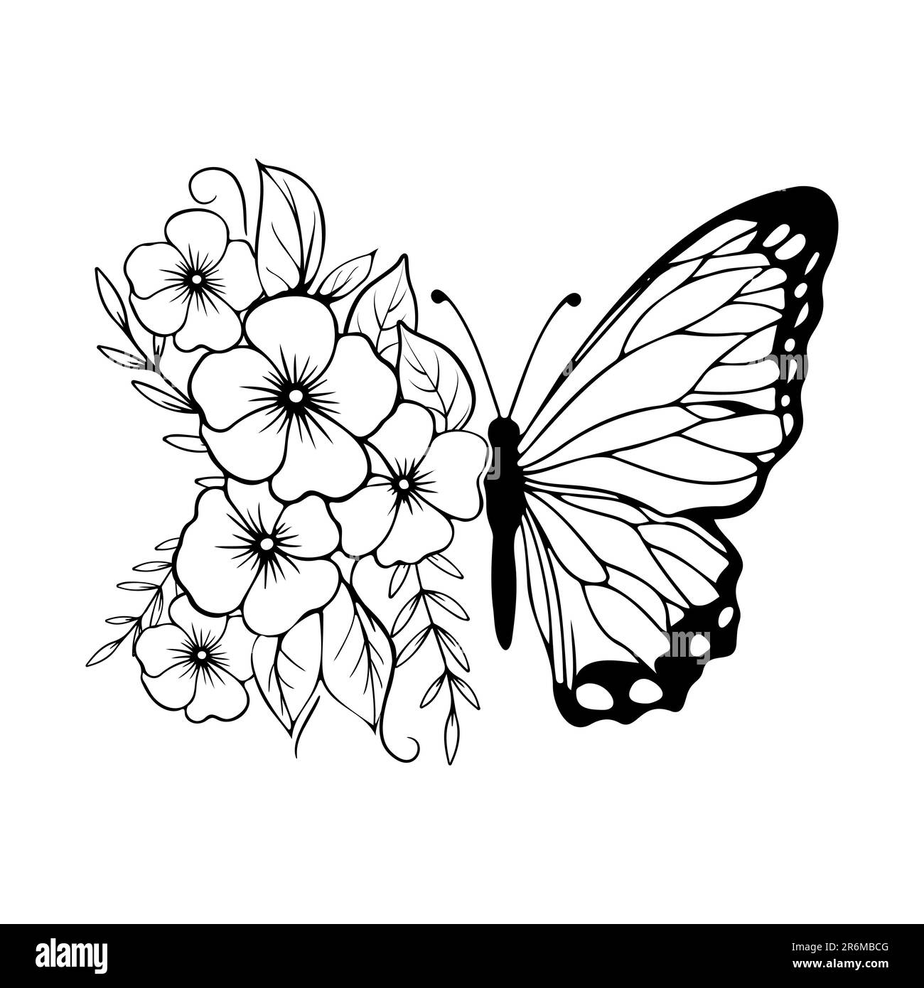 Butterfly silhouette flower cut out stock images pictures