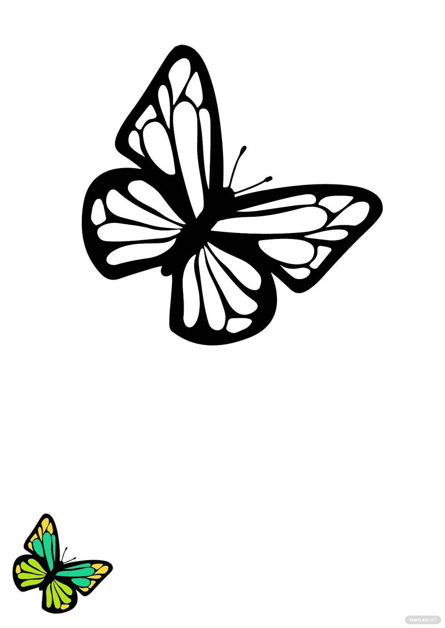 Free realistic butterfly coloring page