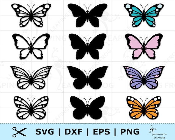 Butterfly svg png circut cut files layered files silhouette files stencil outlines butterfly bundle set dxf eps instant download