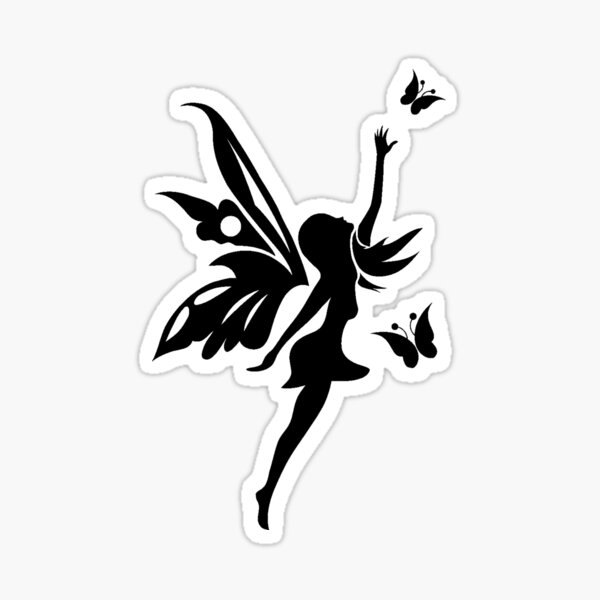 Tinker bell silhouette fairy sticker by mikrokrosmos