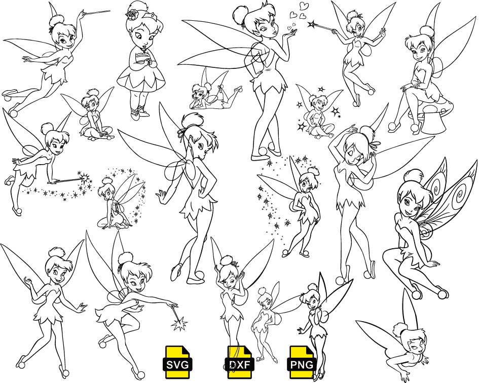 Disney tinkerbell outline svg tinkerbell flying svg