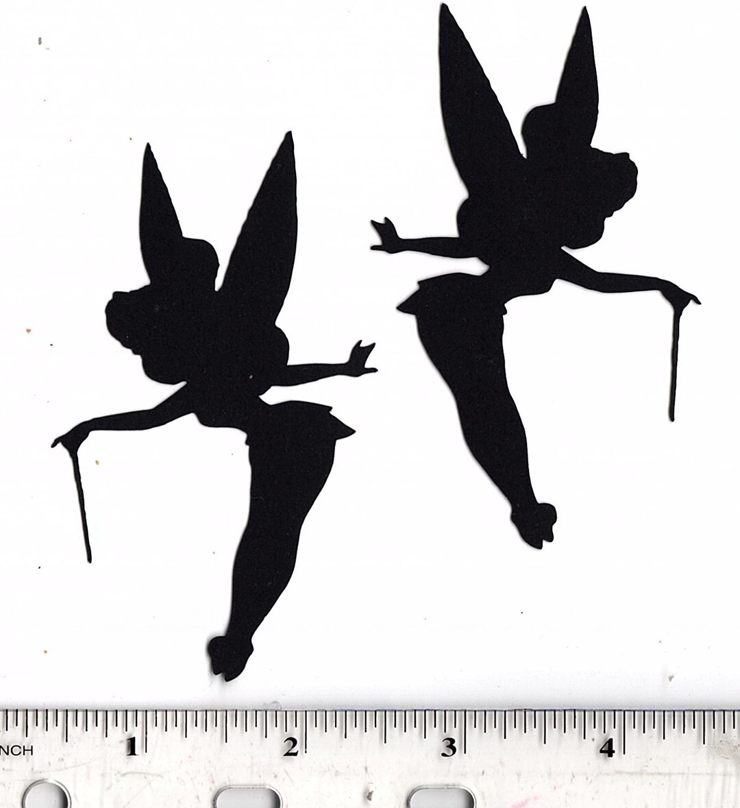 Black silhouette fairy tinkerbell inspired paper cut outs cutouts shapes