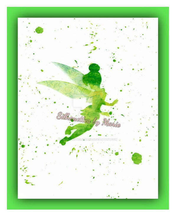 Tinkerbell digital watercolor by silhouettesbymarie on
